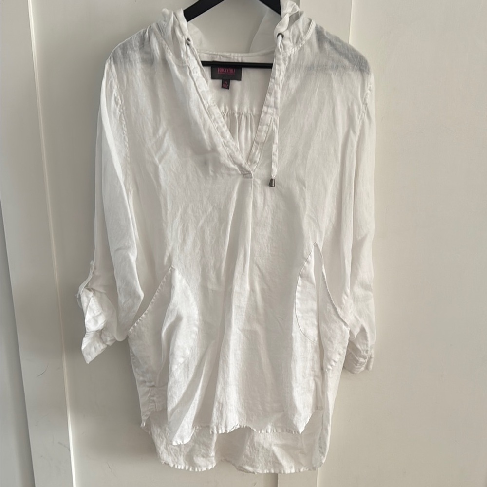 White Hooded Pullover Top